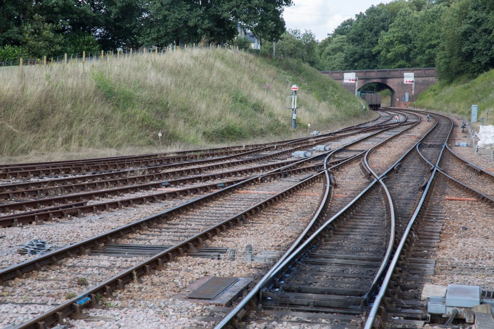Train on Railway Tracks; England Train on Railway Tracks; England