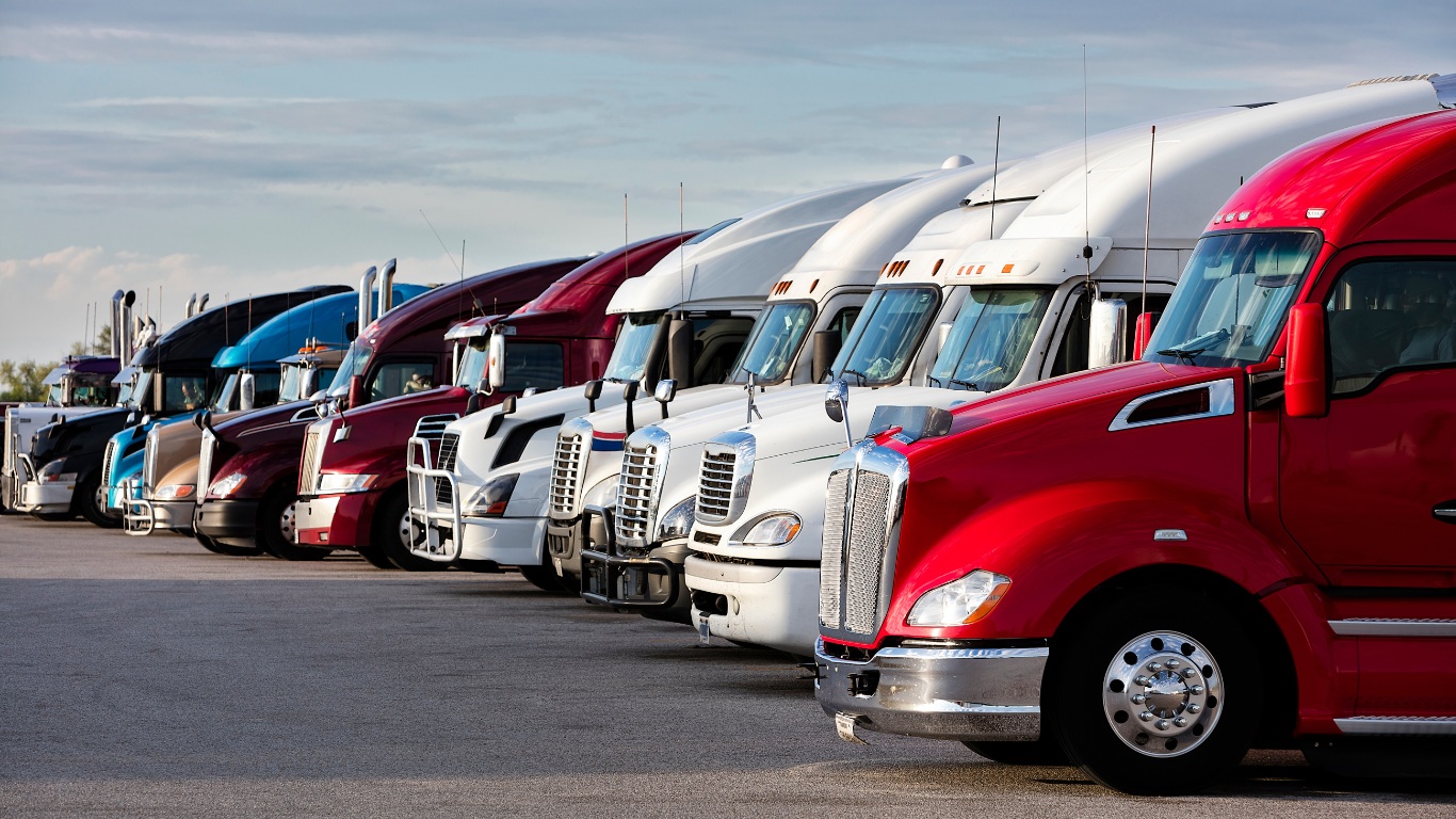 Trucks lined up Trucks lined up